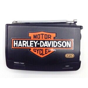 Vtg Harley Davidson Motor Clock Radio AM/FM Portable Media Retro Collectible 80s